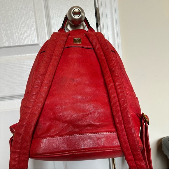 MCM Unisex Stark Leather Insignia Red Backpack - Picture 3 of 17